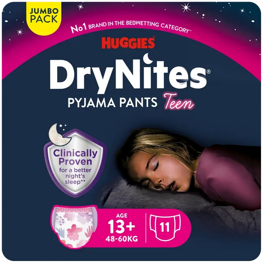 Drynites Tamanho +13 Fraldas de noite para menina, 11 unidades.