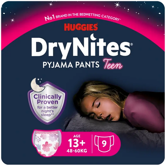 Drynites Tamanho +13 Fraldas de noite para raparigas , 9 peças