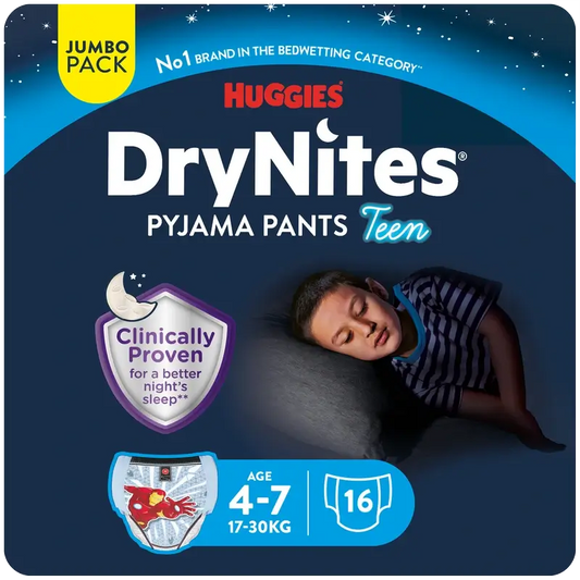 Drynites Tamanho 4-7 Fraldas de noite para criança, 16 unidades.