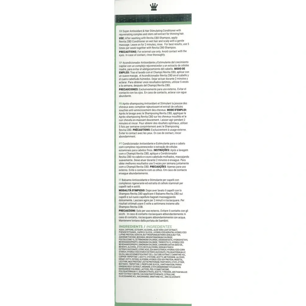 Ds Laboratories Revita Cbd Antioxidante e Estimulante Condicionador Anti-Queda de Cabelo, 205ml