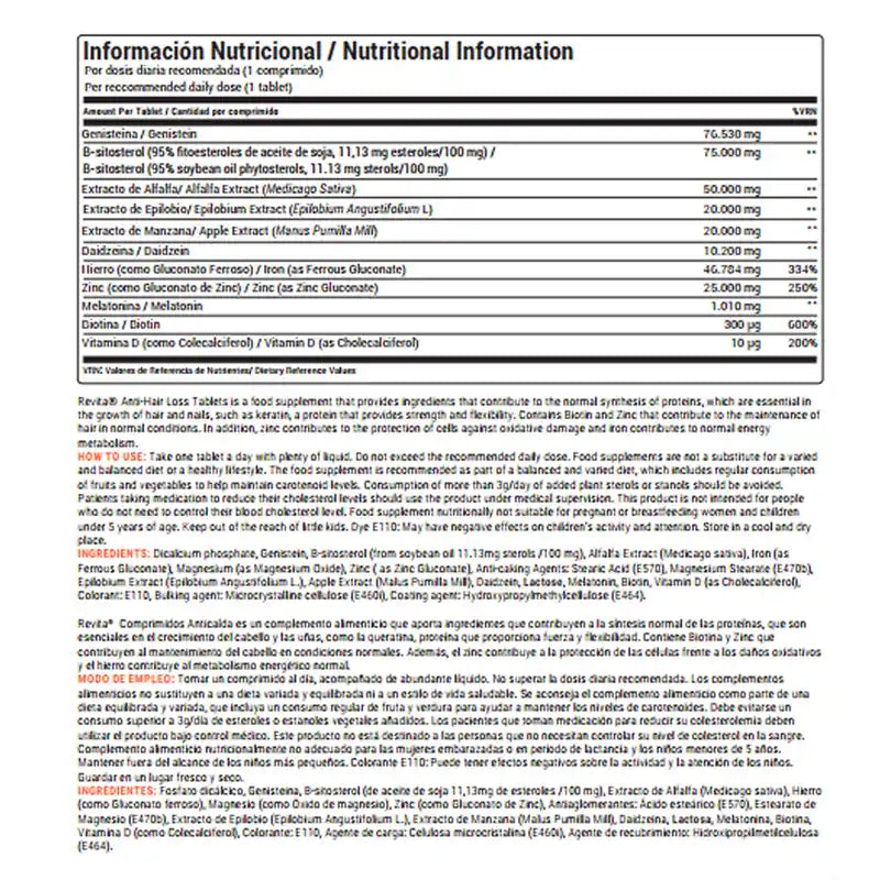Ds Laboratories Revita Anti-Hair Loss Tablets, 90 unid.
