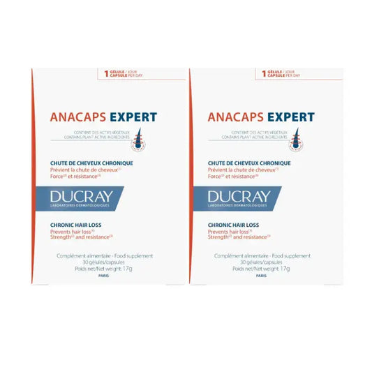 Ducray Anacaps Expert Suplemento Anti-Queda de Cabelo, Embalagem 2 x 30 Cápsulas