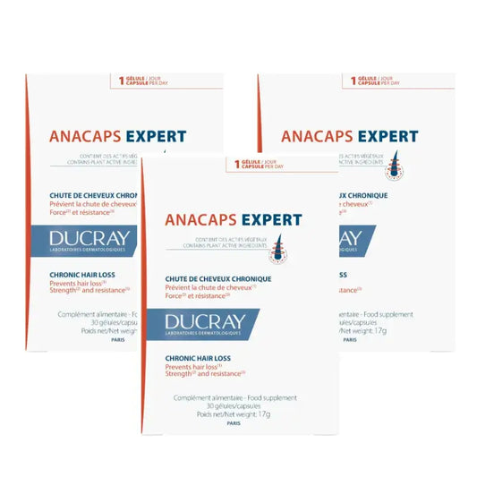 Ducray Anacaps Expert Suplemento Anti-Queda de Cabelo, Embalagem 3 x 30 Cápsulas