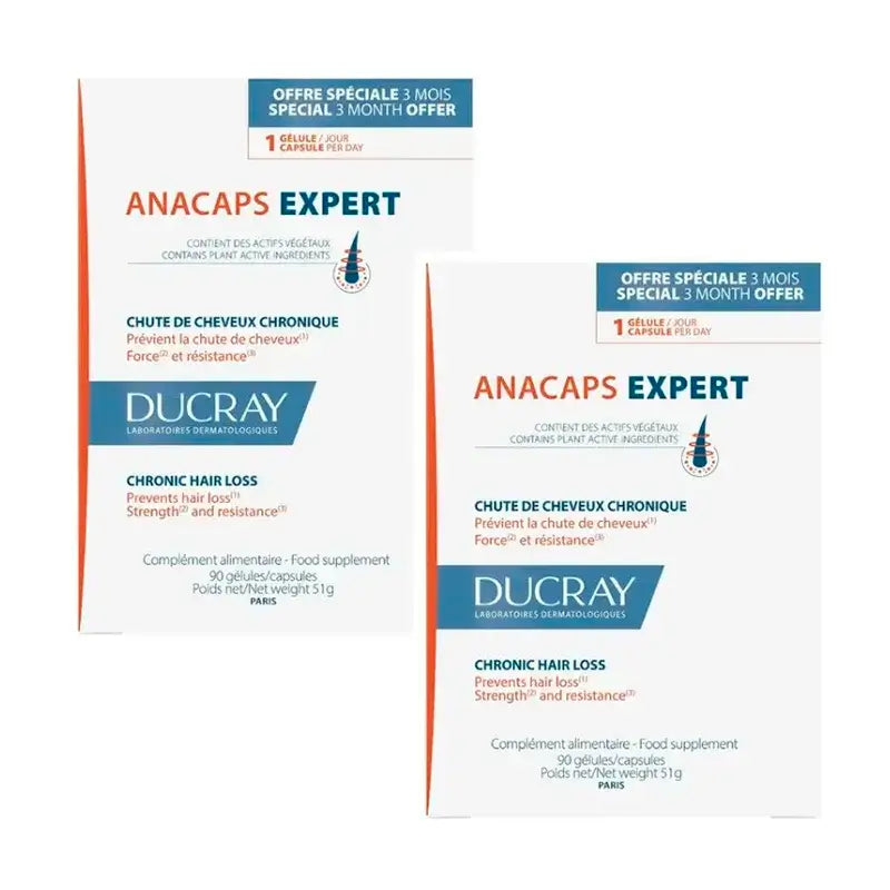 Ducray Anacaps Expert, Embalagem 2 x 90 cápsulas