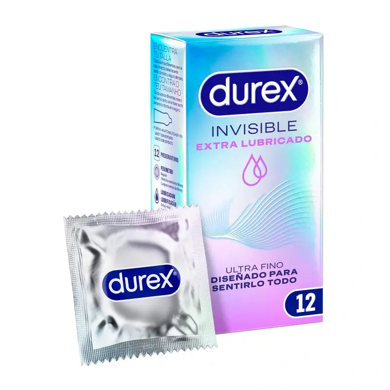 DUREX invisível extra fino preservativos lubrificados 12 unidades