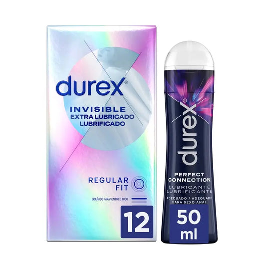 Durex Invisible Extra Lubrificado 12 Preservativos + Lubrificante Perfect Connection 50 ml