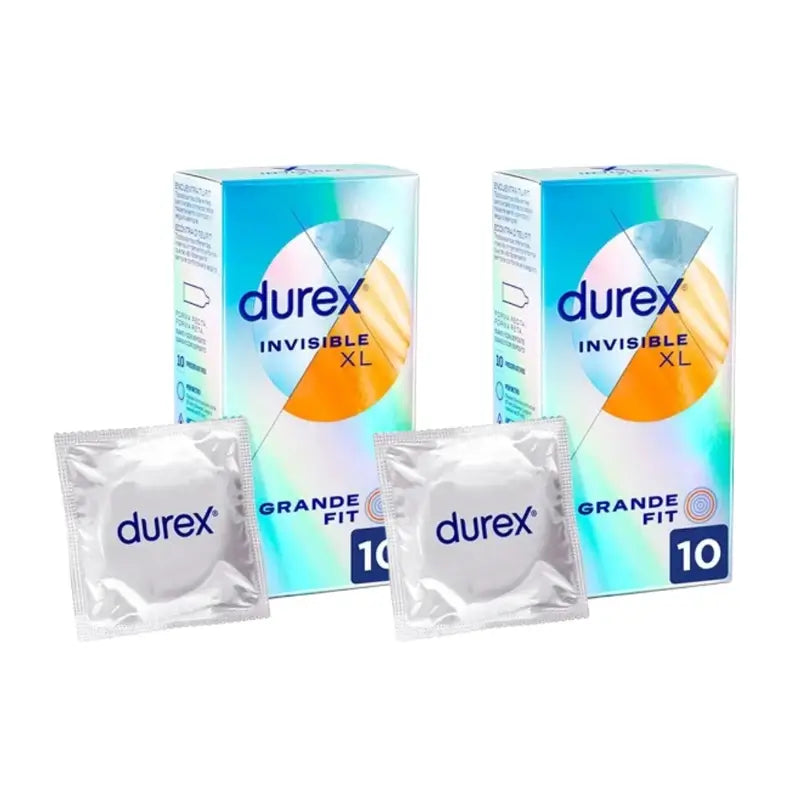 Durex Invisible Xl Ultra Thin, 10 Preservativos Tamanho Xl, Embalagem de 2