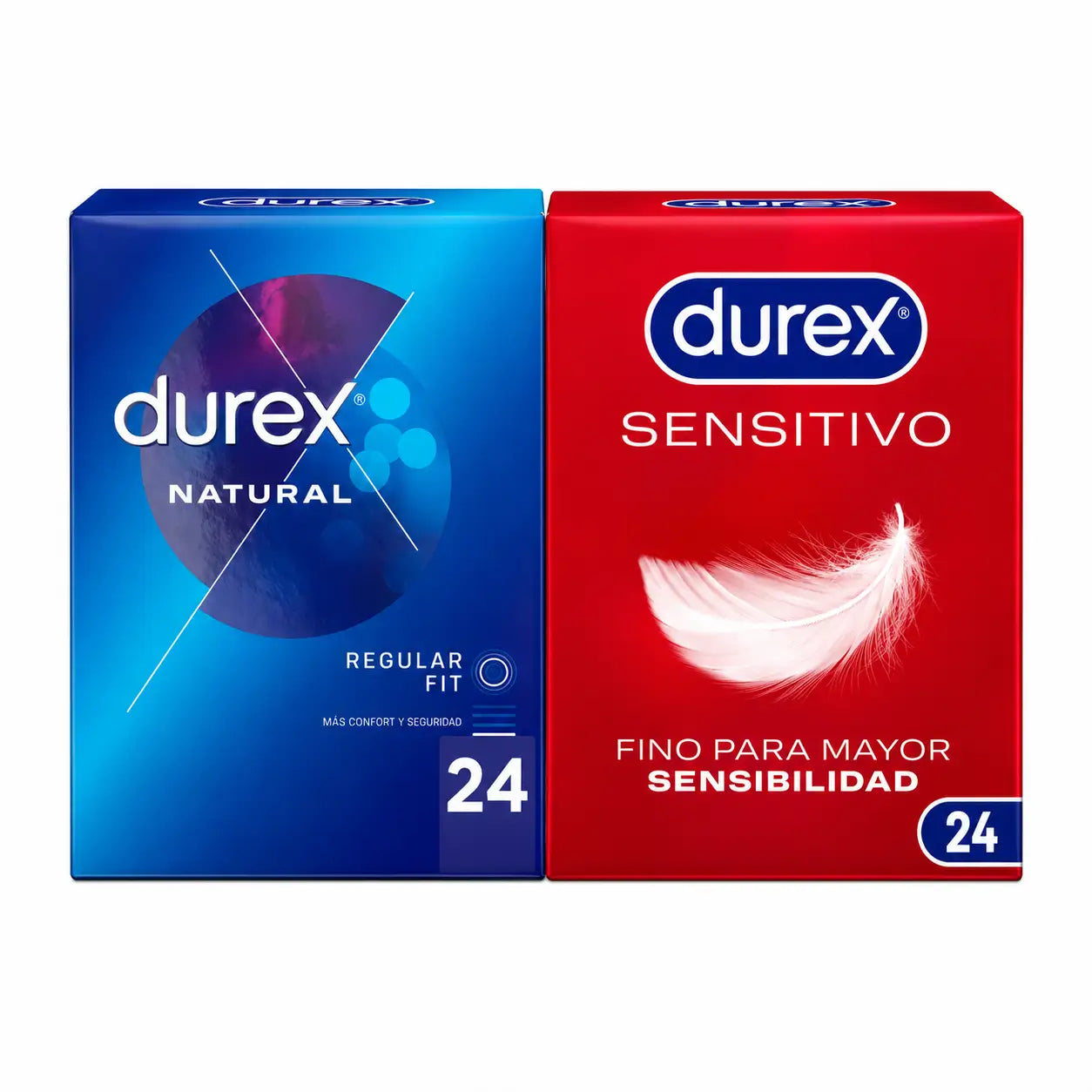 Durex Pack Preservativos Natural Plus, 24 unidades + Sensitive Soft, 24 unidades