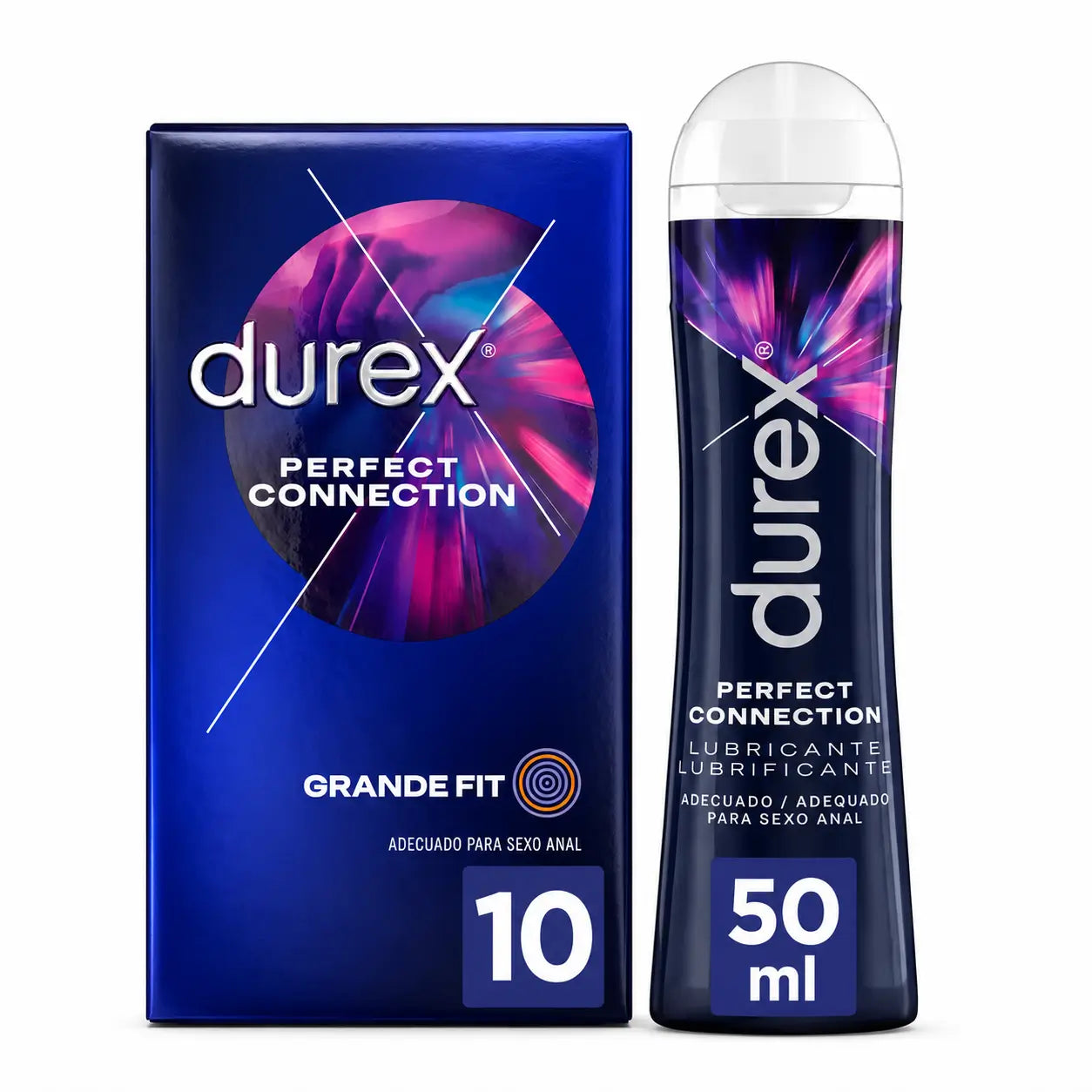 Durex Perfect Connection - Embalagem com 10 preservativos + lubrificante de 50 ml