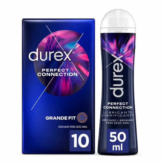 Durex Perfect Connection - Embalagem com 10 preservativos + lubrificante de 50 ml