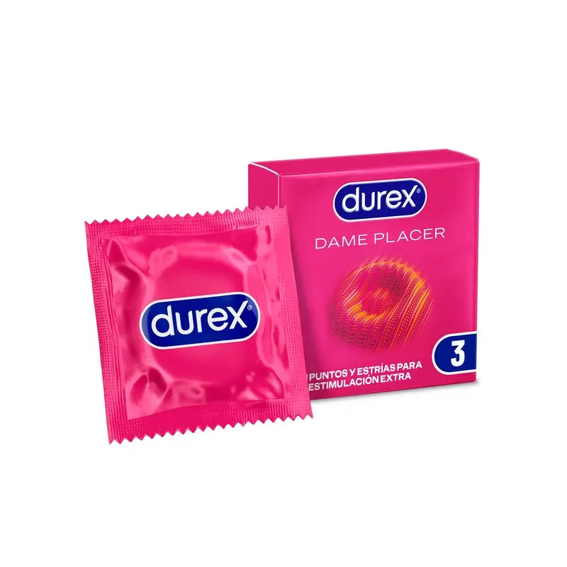 Preservativos Durex Give Me Pleasure, com Pontos e Estrias para Estimulação Extra, 3 Preservativos