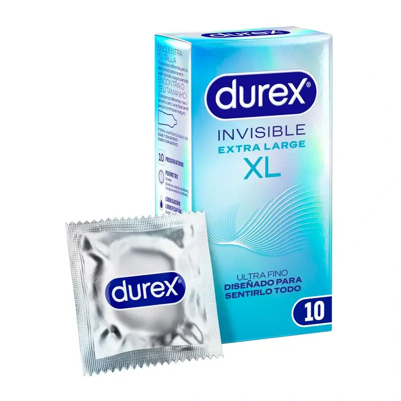 Durex Invisible XL Ultra Finos, 10 Preservativos Tamanho XL