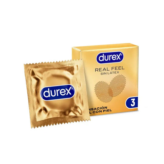 Preservativos Durex Real Feel, sensação de pele com pele, sem látex, 3 preservativos