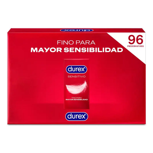 Preservativos Durex Sensitive Suaves para uma maior sensibilidade, embalagem com 96 unidades