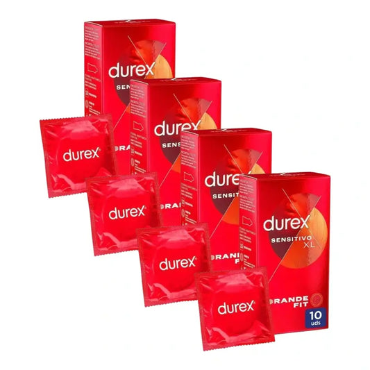 Preservativos Durex Sensitive Suave e Sensível para uma Maior Sensibilidade Tamanho Xl 10 unidades, embalagem com 4