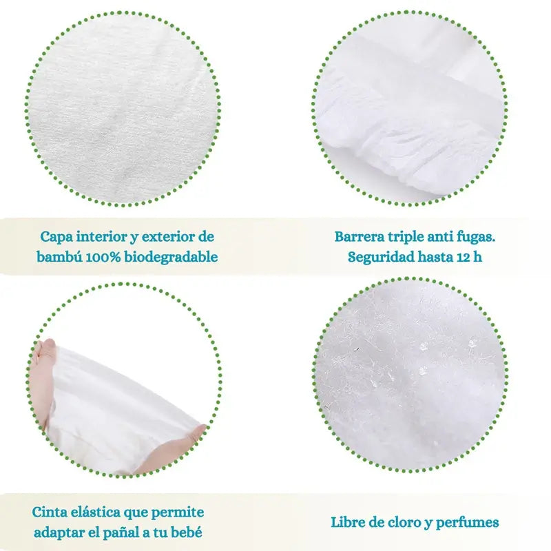 Eco Boom Pure Bamboo Nappy Pure M 3, 32 unidades.