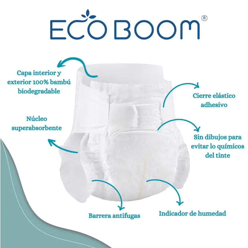 Fralda Eco Boom Bamboo Pure Xl 5, 28 unidades.
