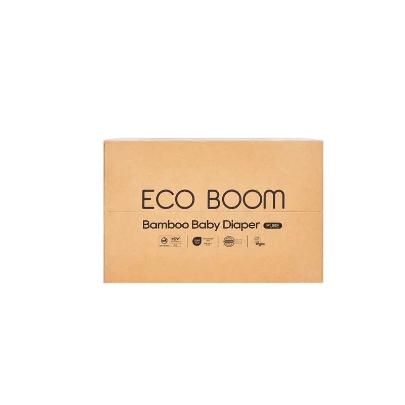 ECO BOOM PURE Fraldas de bambu 100% naturais - Tamanho 0/NB (1-3 kg) - 80 unidades.