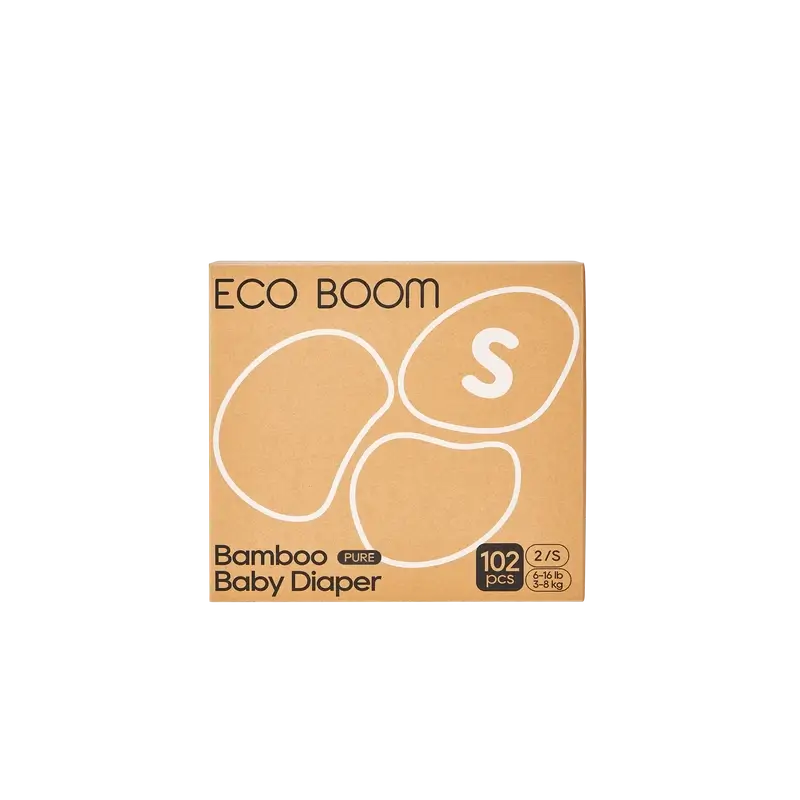 ECO BOOM PURE 100% fraldas de bambu naturais - Tamanho 2/S (3-8 kg) - 102 pcs.
