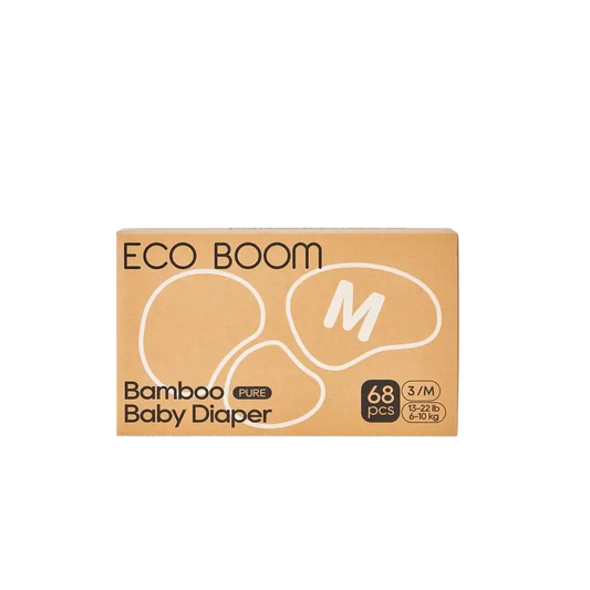 ECO BOOM PURE Fraldas de bambu 100% naturais - Tamanho 3/M (6-10 kg) - 68 unidades