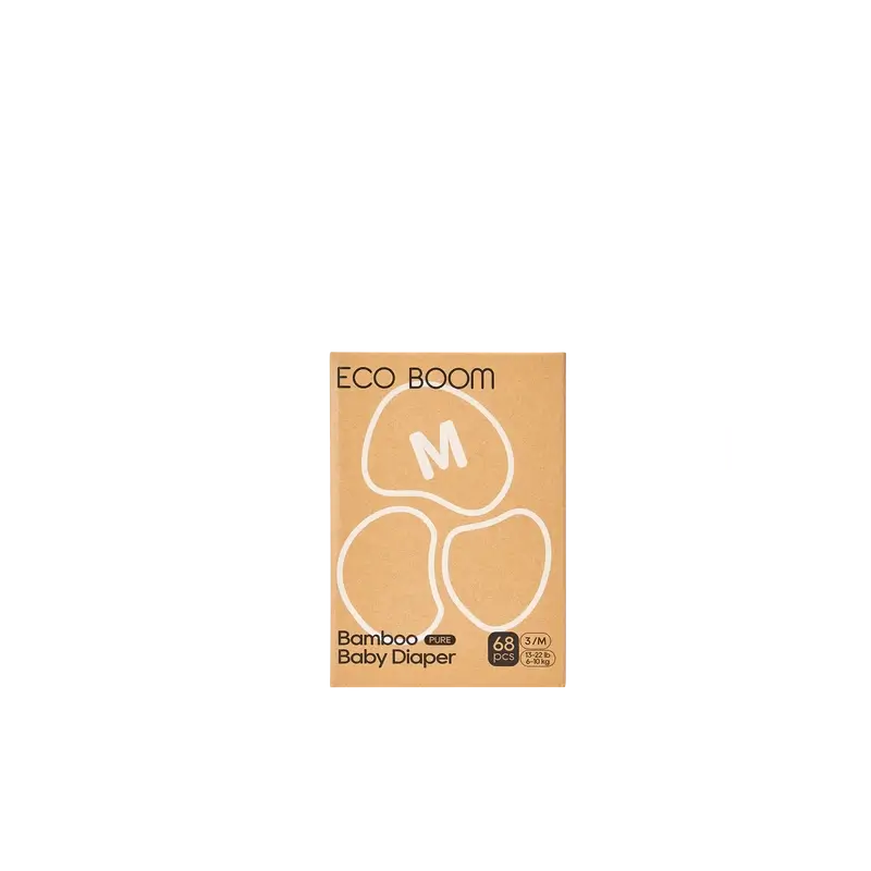 ECO BOOM PURE Fraldas de bambu 100% naturais - Tamanho 3/M (6-10 kg) - 68 unidades