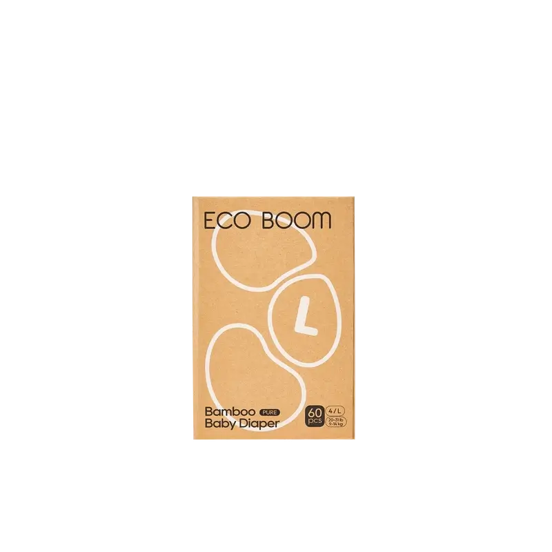 ECO BOOM PURE Fraldas de bambu 100% naturais - Tamanho 4/L (9-14 kg) - 60 unidades