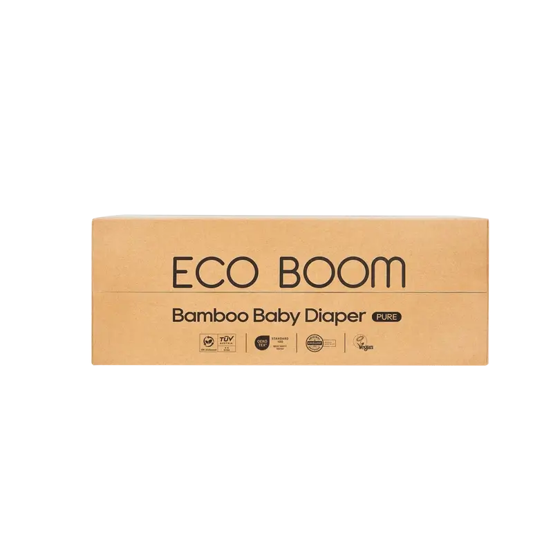 ECO BOOM PURE Fraldas de bambu 100% naturais - Tamanho 4/L (9-14 kg) - 60 unidades