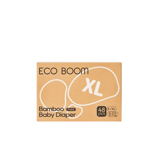 ECOBOOM PURE 100% fraldas de bambu naturais - Tamanho 5/XL (12-17 kg) - 48 unidades.