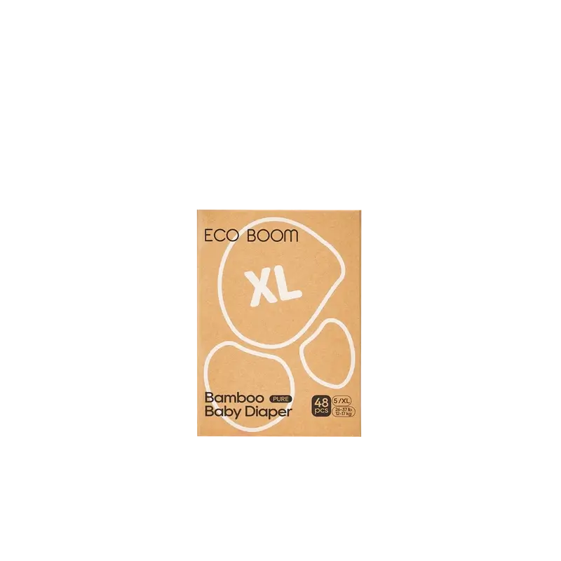 ECOBOOM PURE 100% fraldas de bambu naturais - Tamanho 5/XL (12-17 kg) - 48 unidades.