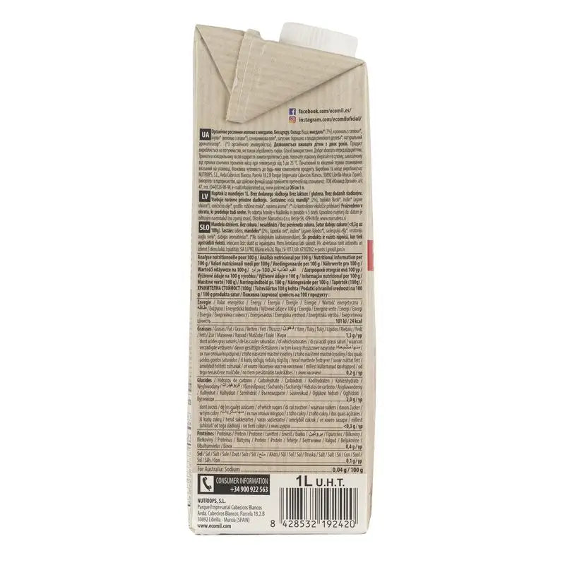 Ecomil Amêndoa Clássica Nature Bio, 1 l