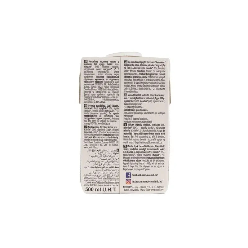 Ecomil Amêndoa Nature Bio 500 Ml, 500 ml