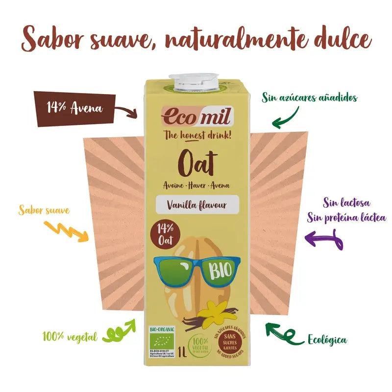 Ecomil Bebida vegetal biológica com sabor a baunilha Tetrabrik Bio, 1 litro