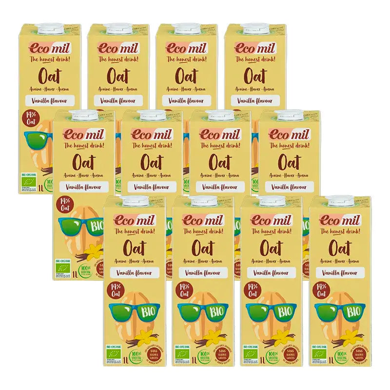 Ecomil Veggie Drink Sabor Baunilha Bio Tetrabrik, embalagem de 12 x 1 litro