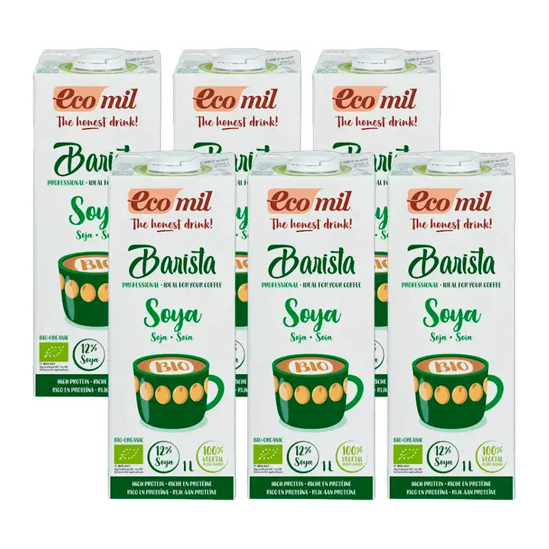 Ecomil Veggie Drinks Organic Soya Barista, embalagem de 6 x 1 litro