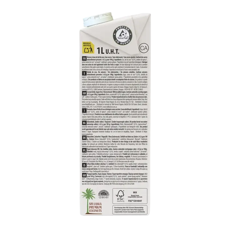 Ecomil Coconut Nature Bio, 1 L