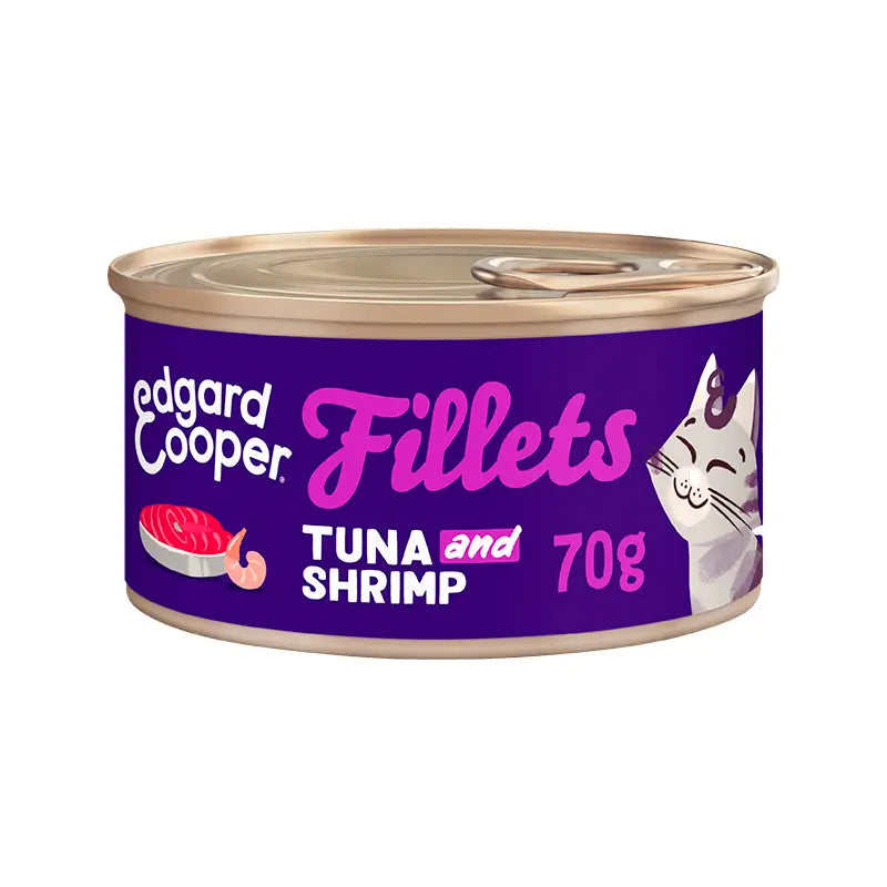 Edgard & Cooper Wet Cat Food 24x70g Sem Grãos Filetes de Atum e Camarão