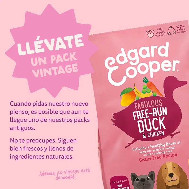 Edgard & Cooper Alimento médio para cachorros com pato fresco e frango , 2,5 kg