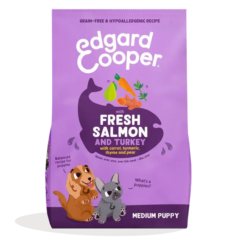 Edgard & Cooper Alimento médio para cachorros com salmão fresco e peru , 2,5 kg