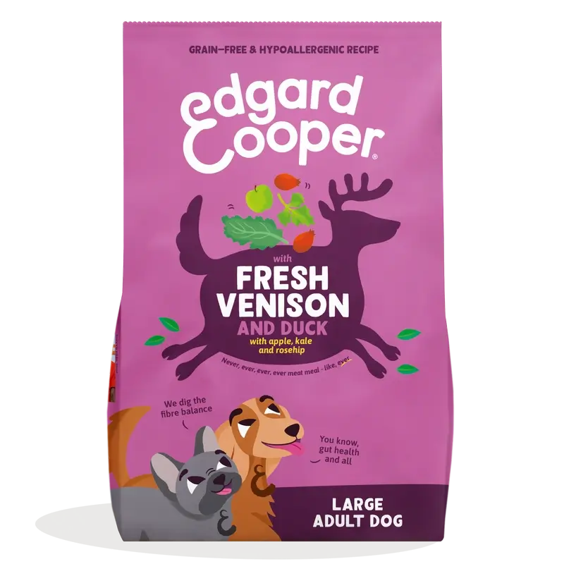 Edgard & Cooper Alimento para cães adultos grandes com carne de veado e pato fresca , 12 kg