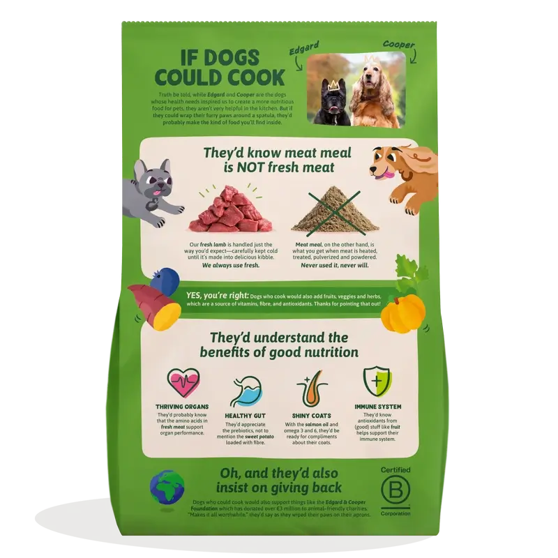 Edgard & Cooper Ração para Cães Adultos de Grande Porte com Borrego Fresco, 12 kg