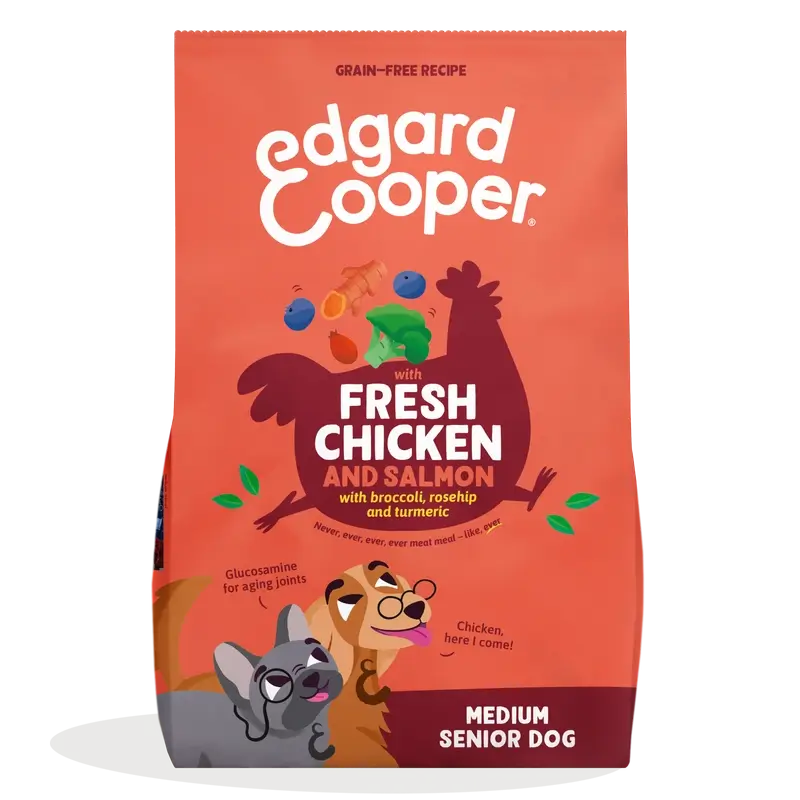 Edgard & Cooper Alimento para cães sénior médio com frango fresco e salmão , 2,5 kg