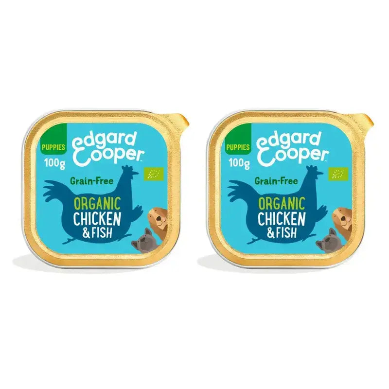 Edgard & Cooper Wet Puppy Food 17X100G Organic Chicken & Fish, embalagem de 2