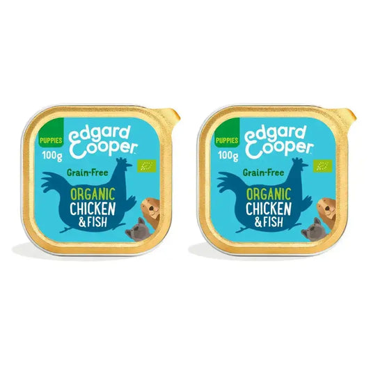 Edgard & Cooper Wet Puppy Food 17X100G Organic Chicken & Fish, embalagem de 2