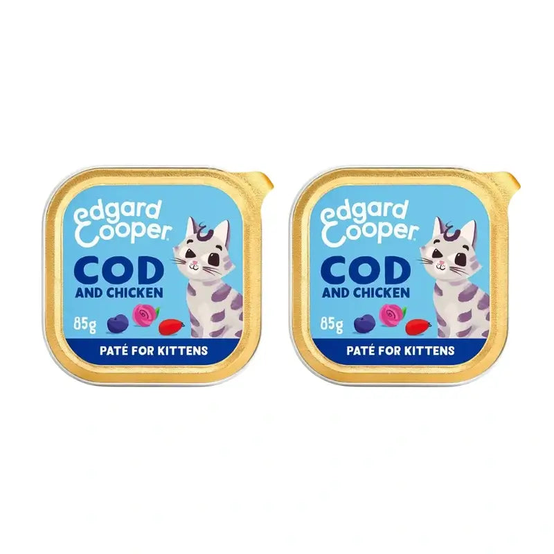 Edgard & Cooper Wet Cat Food Kitten 16X85G Msc Certified Cod, embalagem de 2