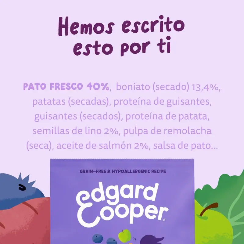 Edgard & Cooper Alimento para cães adultos grandes com pato fresco , 12 kg