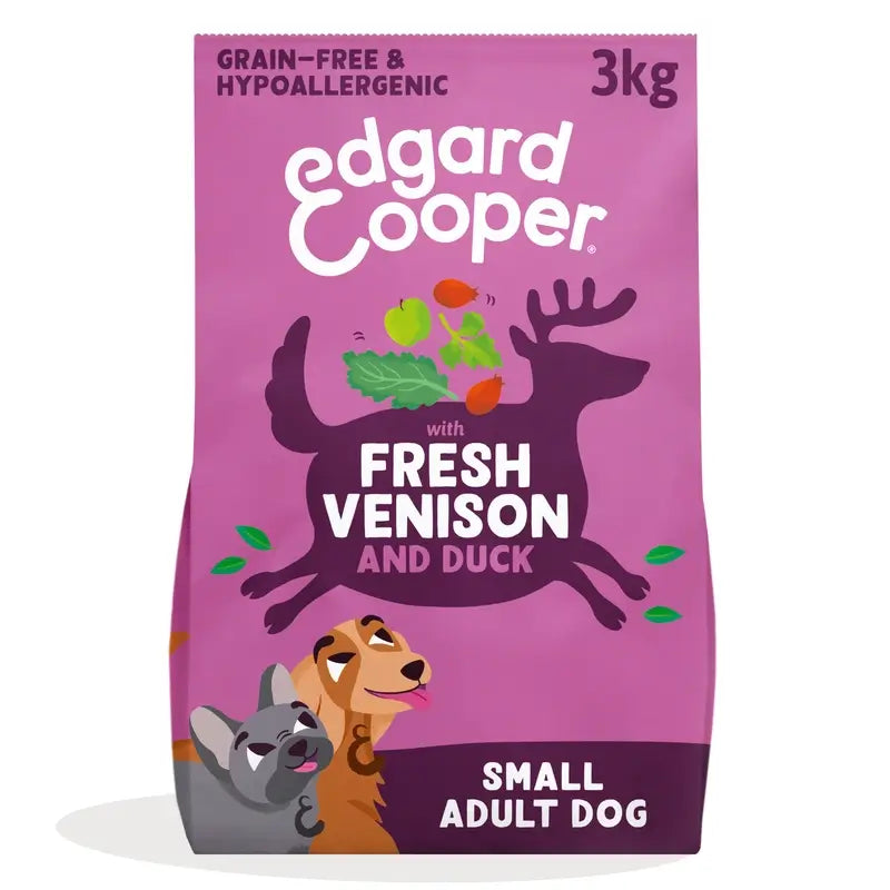 Alimento para cães adultos Edgard & Cooper Miniature com carne fresca de veado e pato , 3 kg