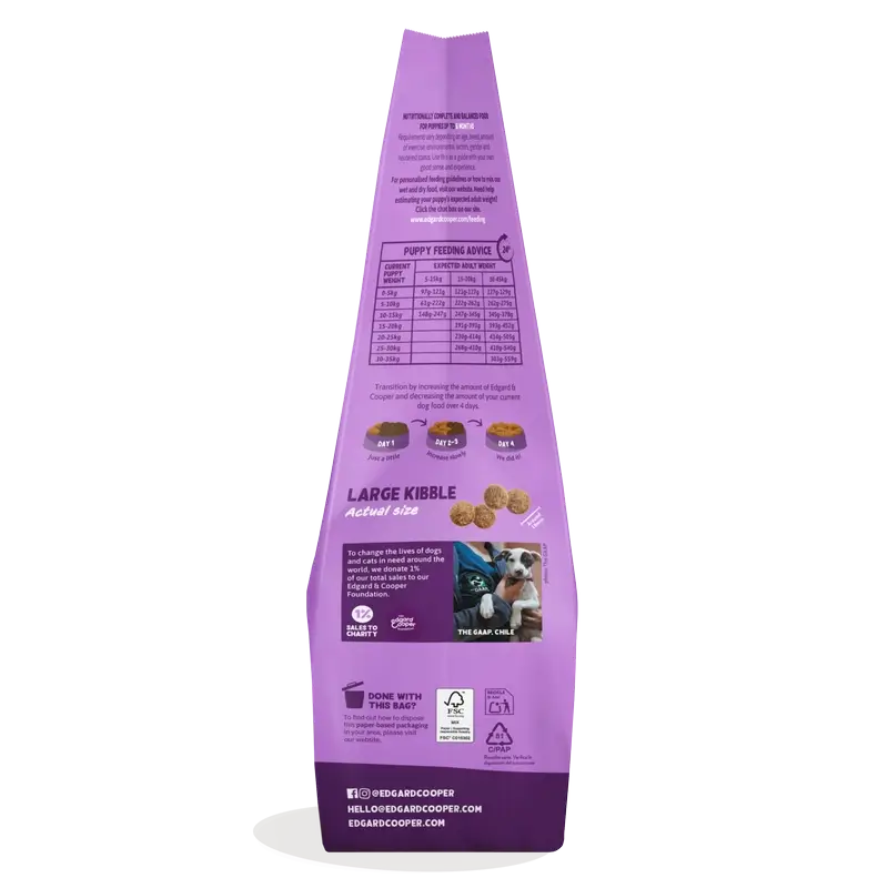 Edgard & Cooper Alimento para cachorros grandes com salmão fresco e peru , 12 kg