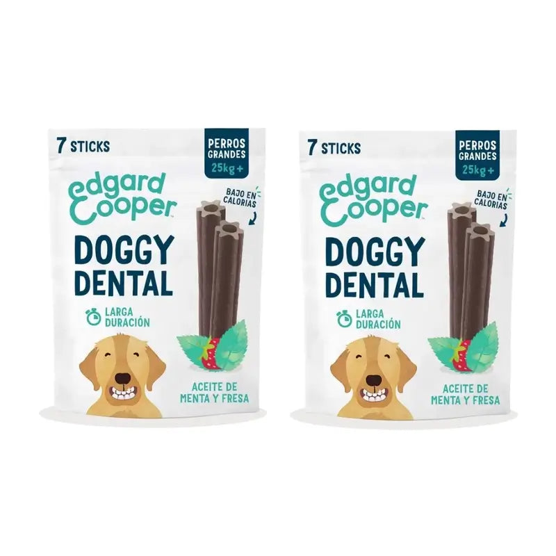 Edgard & Cooper Adult Dog Dental Snack 8X255G Strawberry Mint Large, embalagem de 2