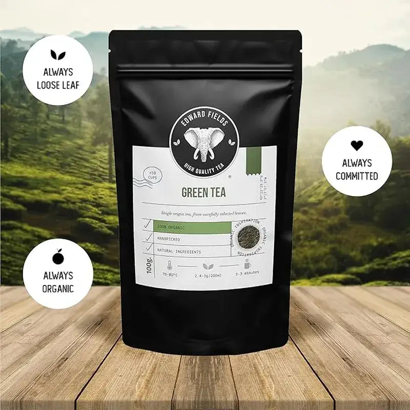 Chá Edward Fields Chá verde orgânico a granel com gengibre e limão, 100 g