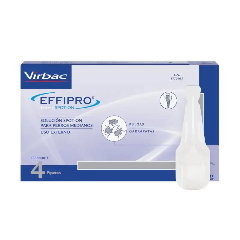 Effipro 134 Mg Spot-On Cães Médios 10-20kg, 4 Pipetas